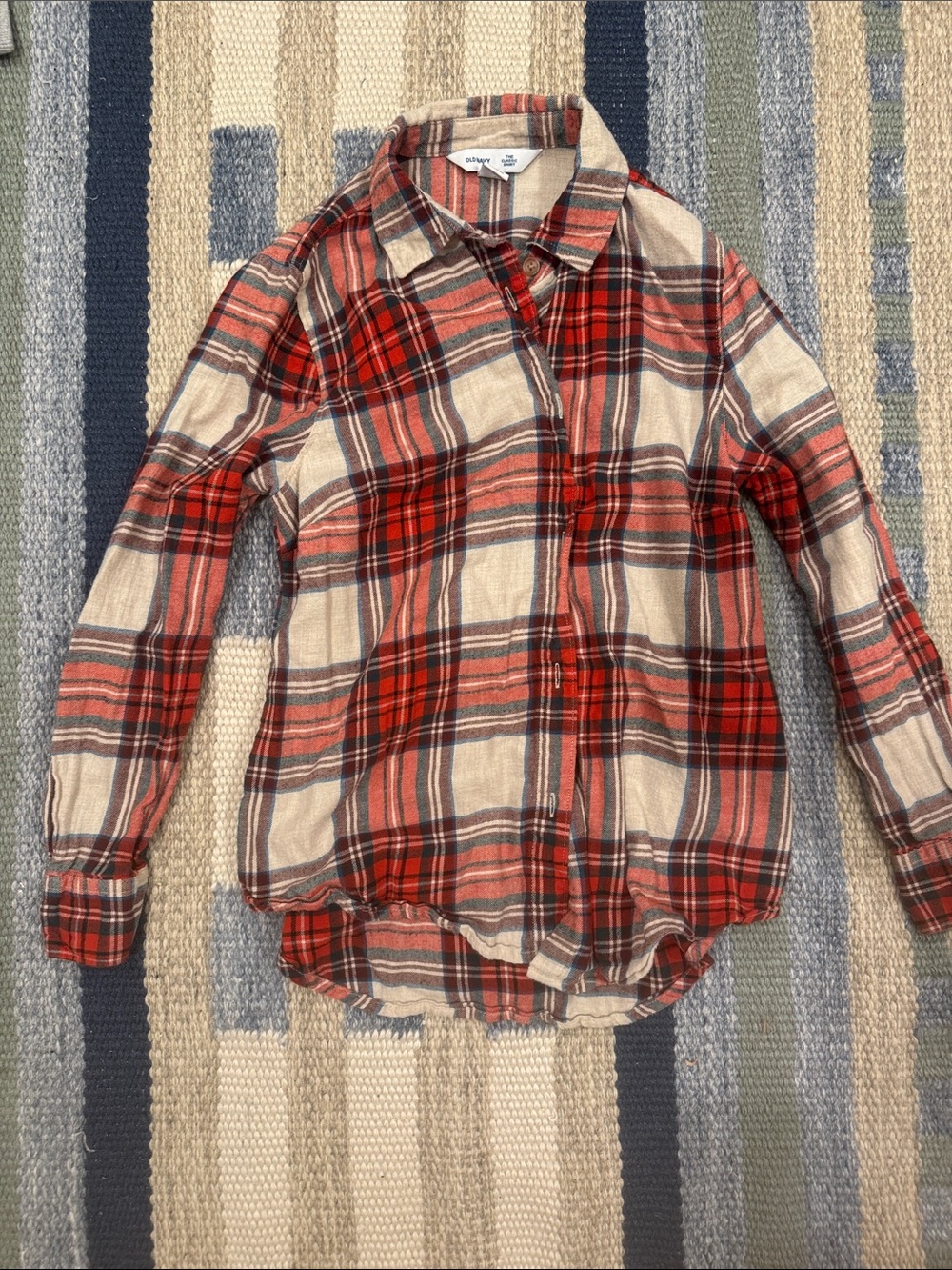 Old Navy Classic Plaid Shirt - Red, Cream & Blue Youth